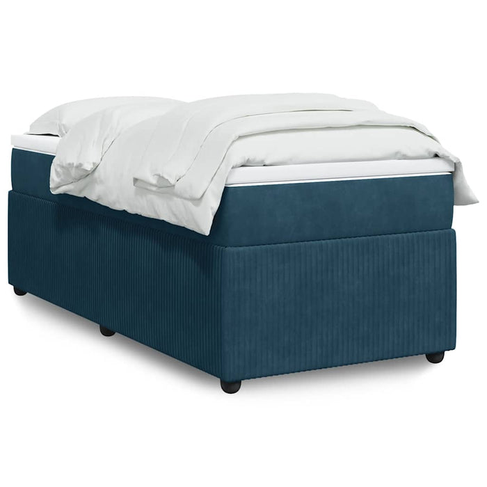 Pat box spring cu saltea, albastru închis, 90x200 cm, catifea - WALTI WALTI