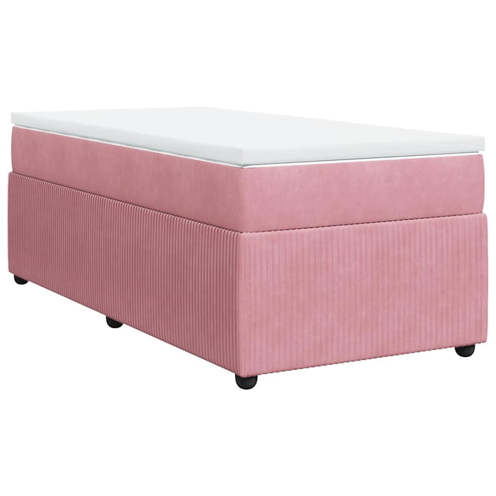 Pat box spring cu saltea, roz, 90x200 cm, catifea - WALTI WALTI