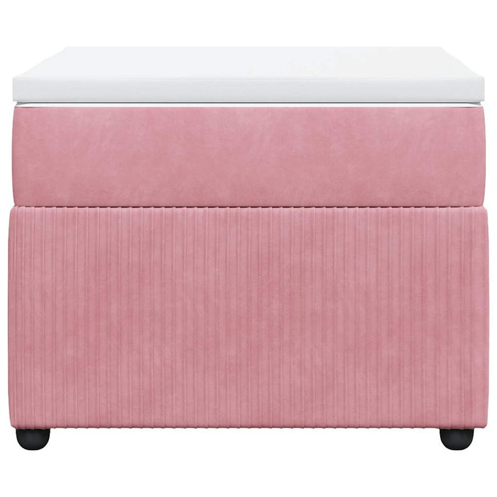 Pat box spring cu saltea, roz, 90x200 cm, catifea - WALTI WALTI