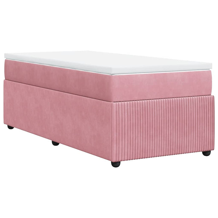 Pat box spring cu saltea, roz, 90x200 cm, catifea - WALTI WALTI