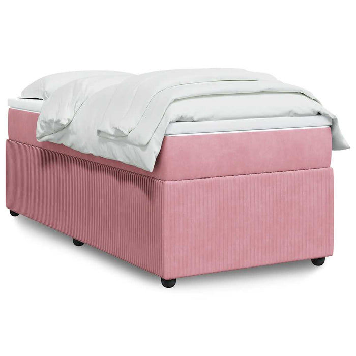 Pat box spring cu saltea, roz, 90x200 cm, catifea - WALTI WALTI