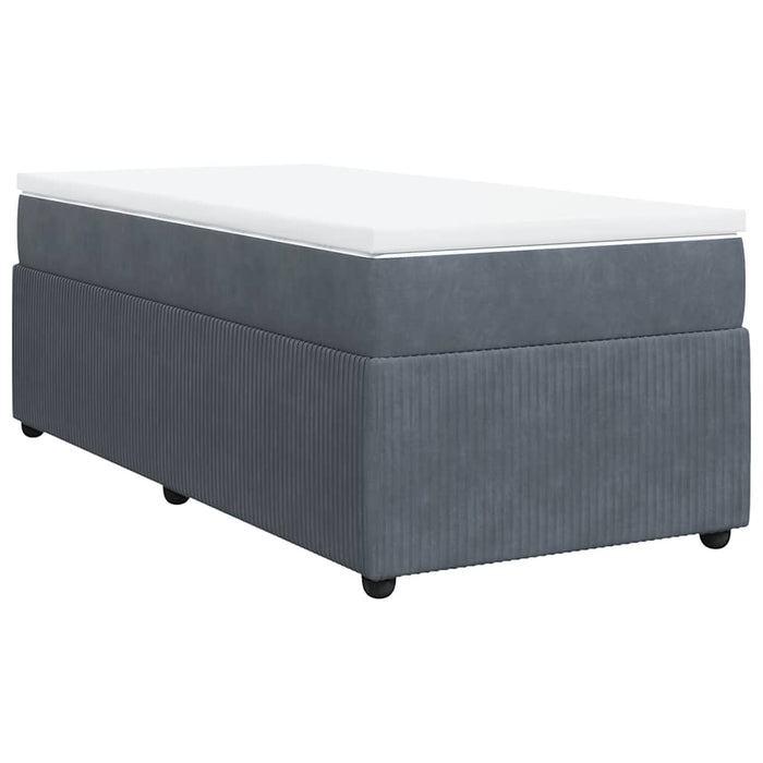 Pat box spring cu saltea, gri închis, 100x200 cm, catifea - WALTI WALTI