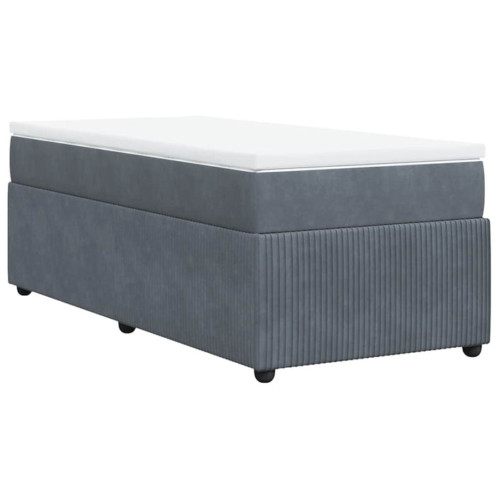 Pat box spring cu saltea, gri închis, 100x200 cm, catifea - WALTI WALTI