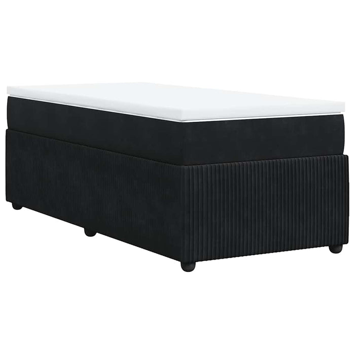 Pat box spring cu saltea, negru, 100x200 cm, catifea - WALTI WALTI