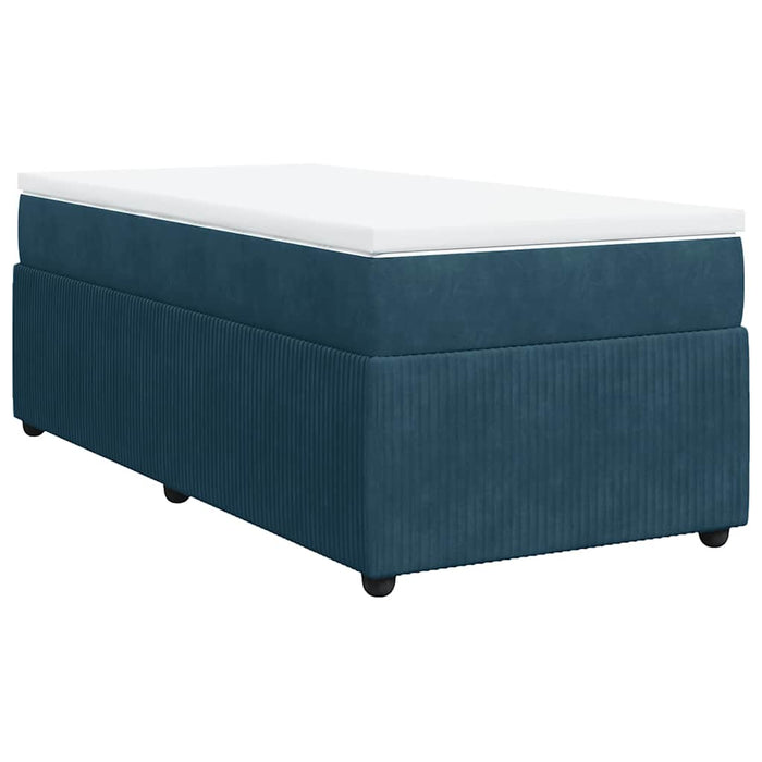 Pat box spring cu saltea, albastru închis, 100x200 cm, catifea - WALTI WALTI