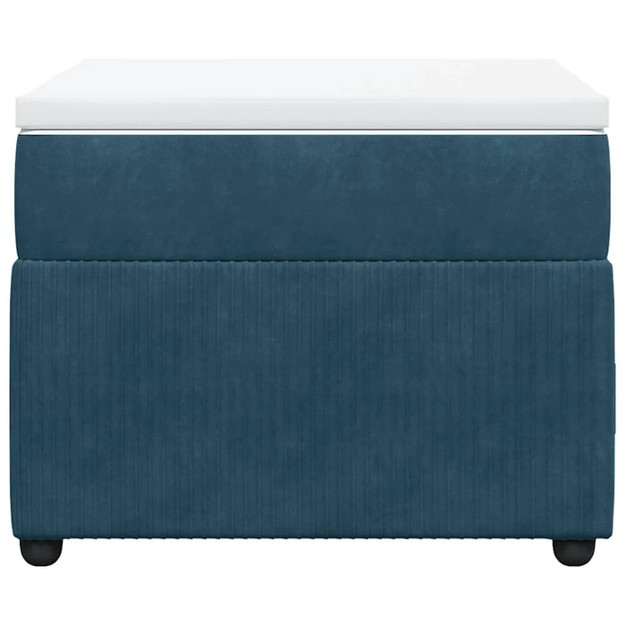 Pat box spring cu saltea, albastru închis, 100x200 cm, catifea - WALTI WALTI