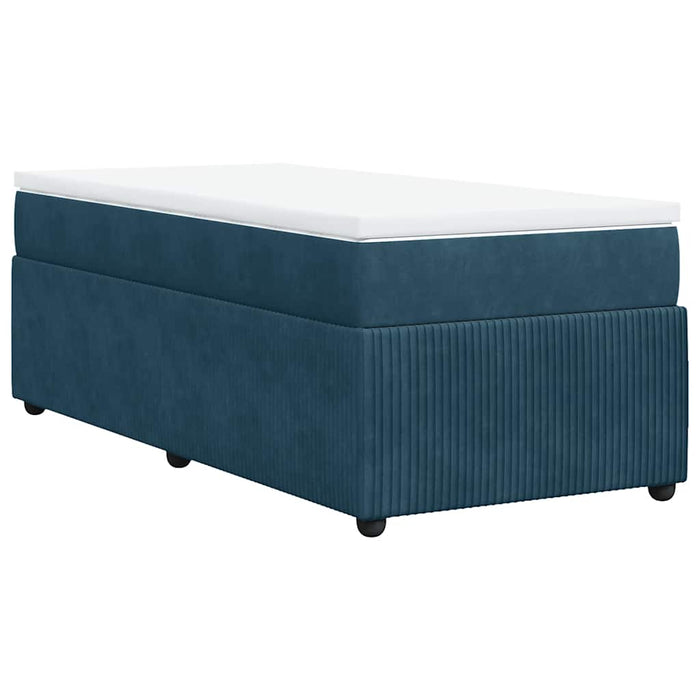 Pat box spring cu saltea, albastru închis, 100x200 cm, catifea - WALTI WALTI