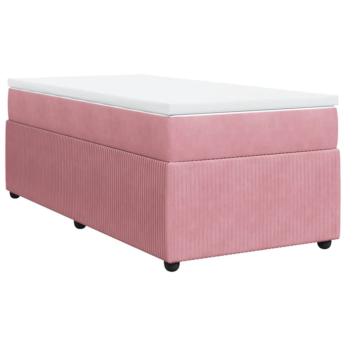 Pat box spring cu saltea, roz, 100x200 cm, catifea - WALTI WALTI