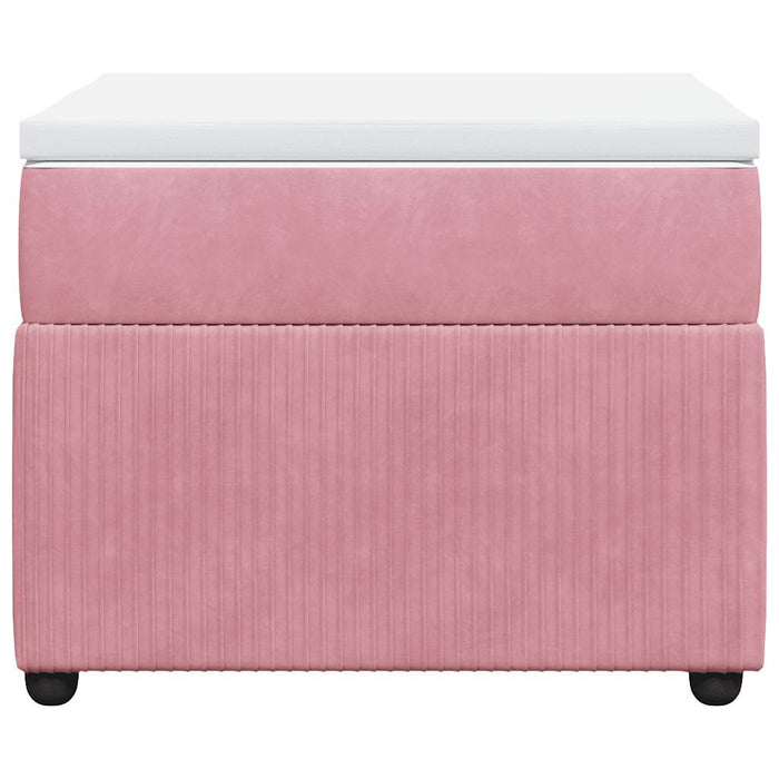 Pat box spring cu saltea, roz, 100x200 cm, catifea - WALTI WALTI