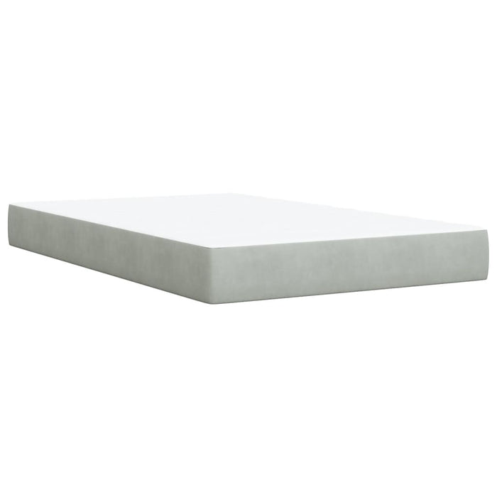 Pat box spring cu saltea, gri deschis, 120x190 cm, catifea - WALTI WALTI