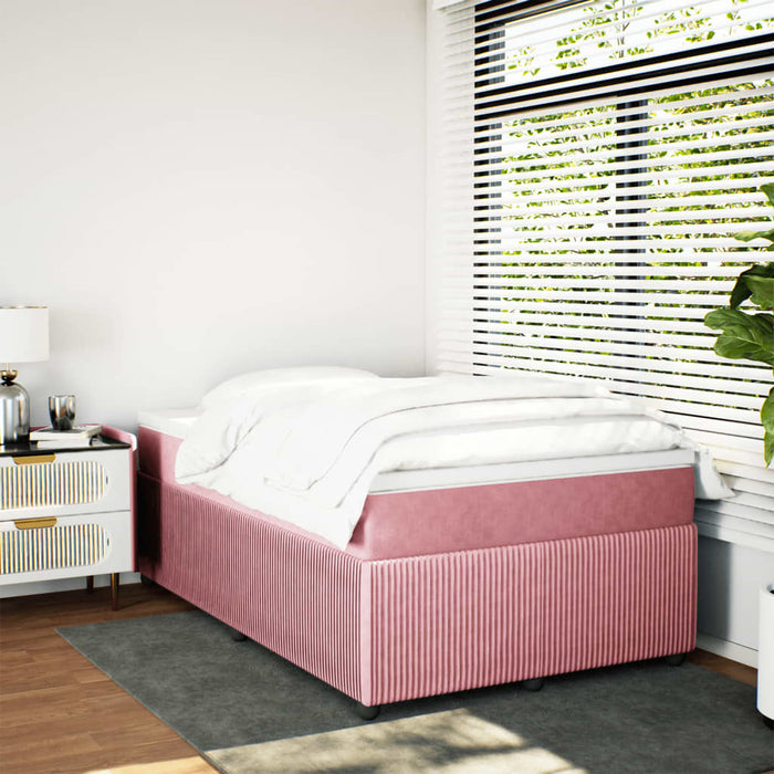 Pat box spring cu saltea, roz, 120x200 cm, catifea - WALTI WALTI