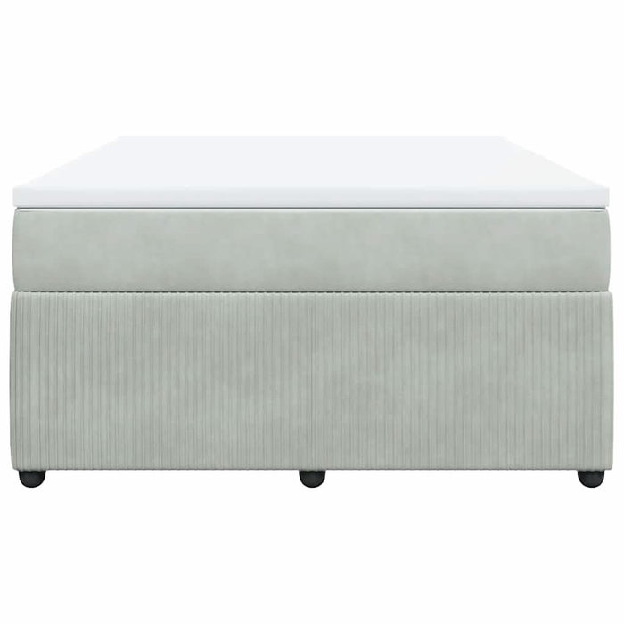 Pat box spring cu saltea, gri deschis, 140x190 cm, catifea - WALTI WALTI