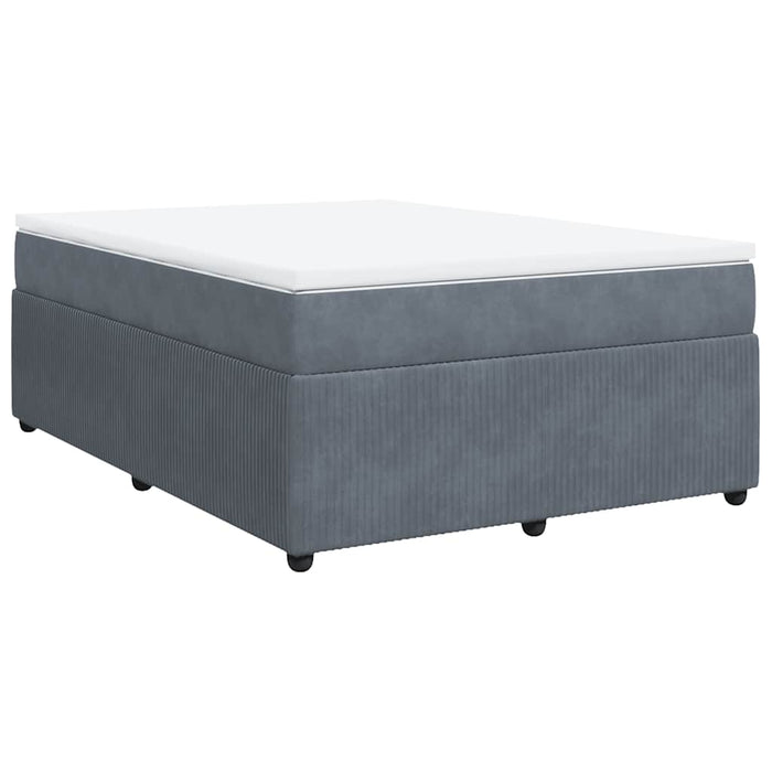 Pat box spring cu saltea, gri închis, 140x190 cm, catifea - WALTI WALTI