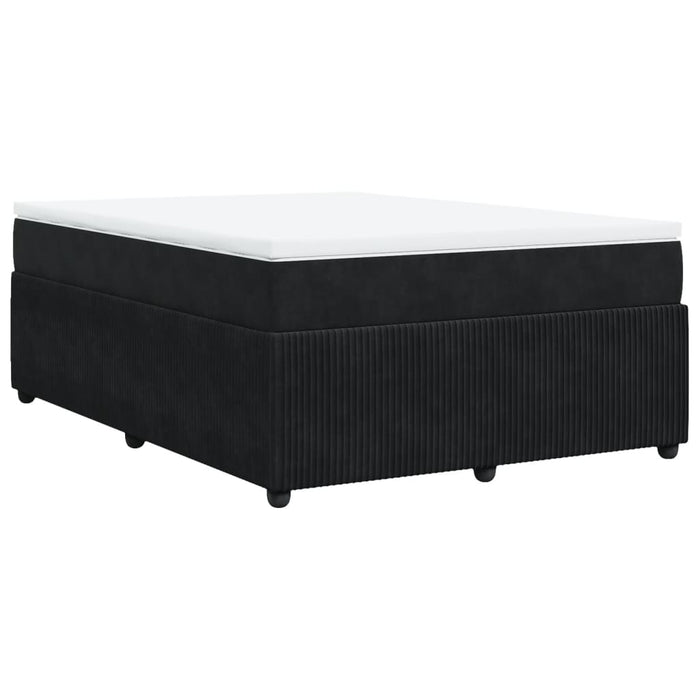 Pat box spring cu saltea, negru, 140x190 cm, catifea - WALTI WALTI