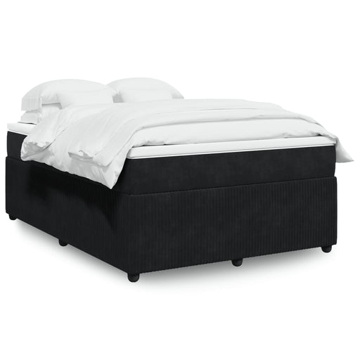 Pat box spring cu saltea, negru, 140x190 cm, catifea - WALTI WALTI