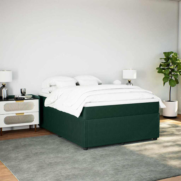 Pat box spring cu saltea, verde închis, 140x190 cm, catifea - WALTI WALTI