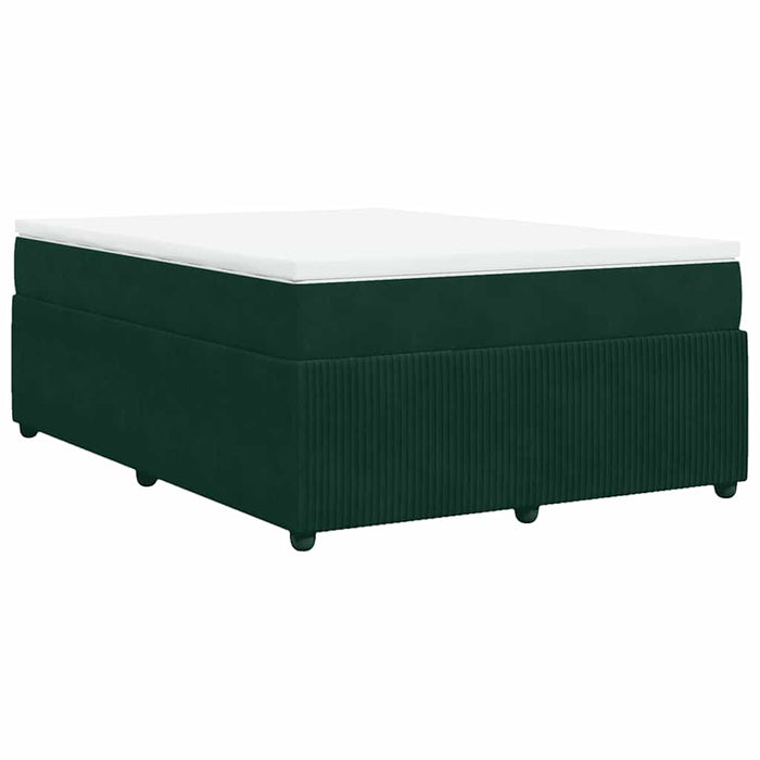 Pat box spring cu saltea, verde închis, 140x190 cm, catifea - WALTI WALTI
