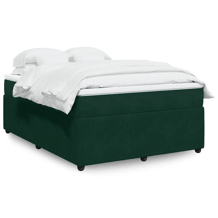 Pat box spring cu saltea, verde închis, 140x190 cm, catifea - WALTI WALTI