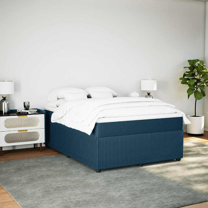 Pat box spring cu saltea, albastru închis, 140x190 cm, catifea - WALTI WALTI