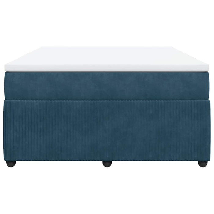 Pat box spring cu saltea, albastru închis, 140x190 cm, catifea - WALTI WALTI