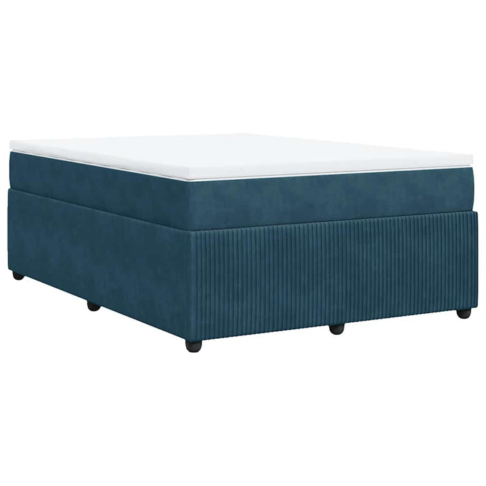 Pat box spring cu saltea, albastru închis, 140x190 cm, catifea - WALTI WALTI