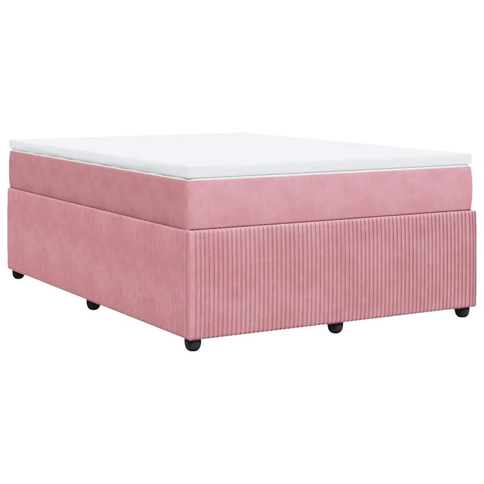 Pat box spring cu saltea, roz, 140x190 cm, catifea - WALTI WALTI