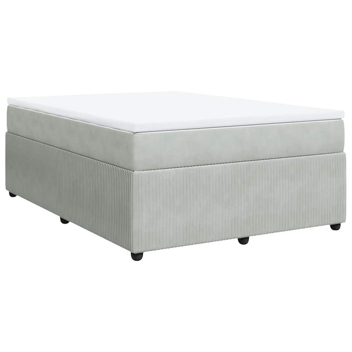 Pat box spring cu saltea, gri deschis, 140x200 cm, catifea - WALTI WALTI
