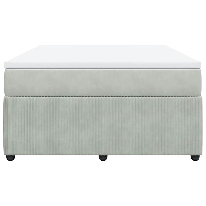Pat box spring cu saltea, gri deschis, 140x200 cm, catifea - WALTI WALTI