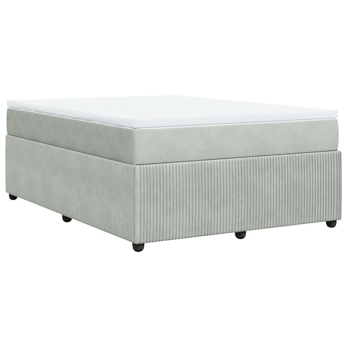 Pat box spring cu saltea, gri deschis, 140x200 cm, catifea - WALTI WALTI