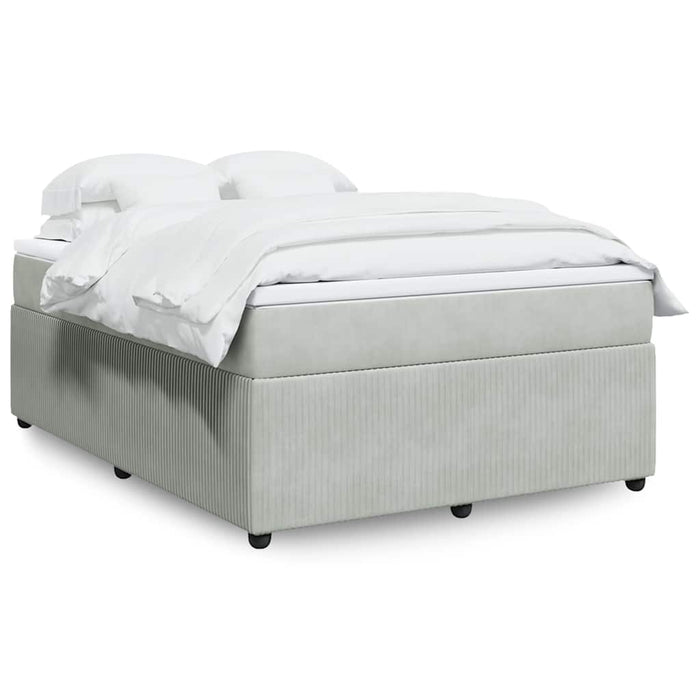 Pat box spring cu saltea, gri deschis, 140x200 cm, catifea - WALTI WALTI