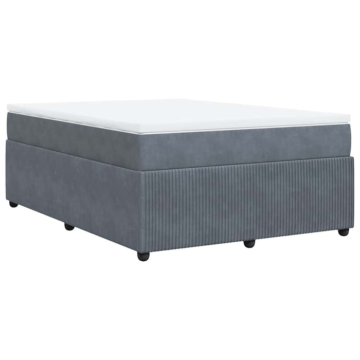 Pat box spring cu saltea, gri închis, 140x200 cm, catifea - WALTI WALTI