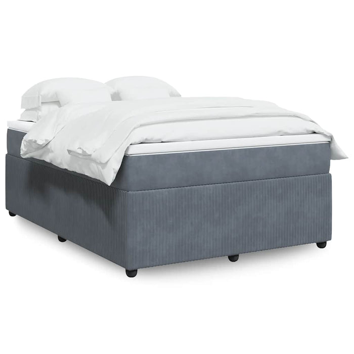 Pat box spring cu saltea, gri închis, 140x200 cm, catifea - WALTI WALTI