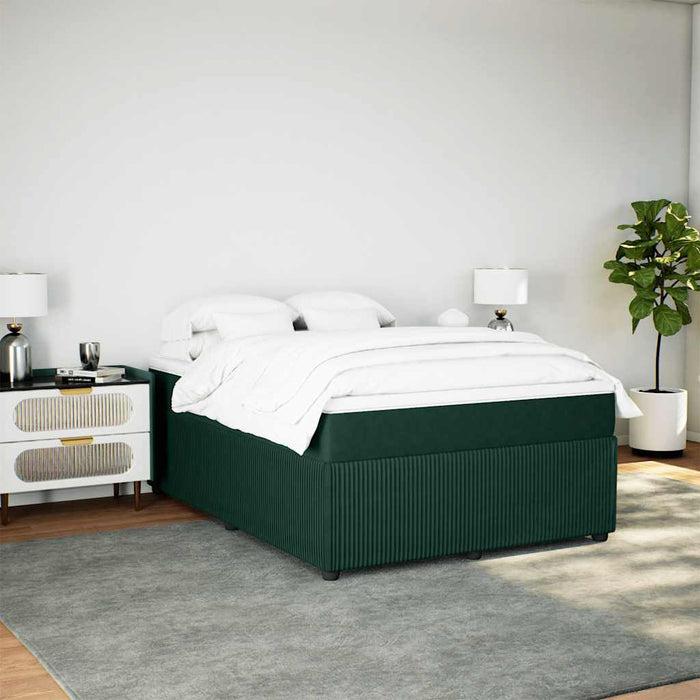 Pat box spring cu saltea, verde închis, 140x200 cm, catifea - WALTI WALTI