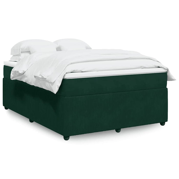 Pat box spring cu saltea, verde închis, 140x200 cm, catifea - WALTI WALTI