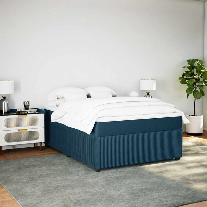 Pat box spring cu saltea, albastru închis, 140x200 cm, catifea - WALTI WALTI