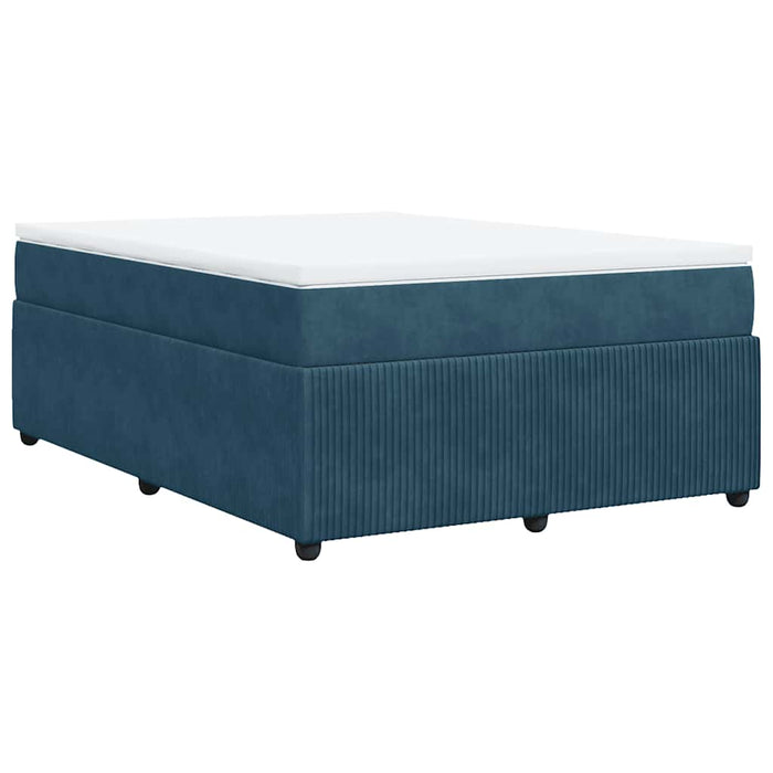 Pat box spring cu saltea, albastru închis, 140x200 cm, catifea - WALTI WALTI