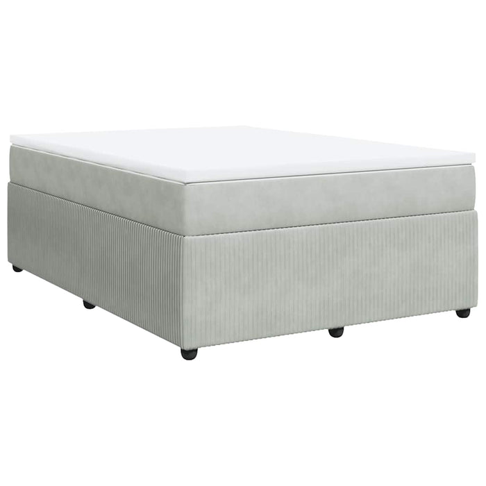 Pat box spring cu saltea, gri deschis, 160x200 cm, catifea - WALTI WALTI