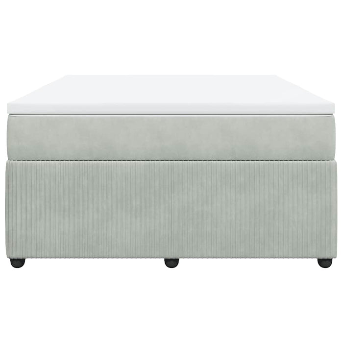 Pat box spring cu saltea, gri deschis, 160x200 cm, catifea - WALTI WALTI