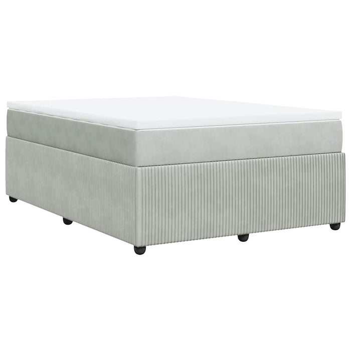Pat box spring cu saltea, gri deschis, 160x200 cm, catifea - WALTI WALTI