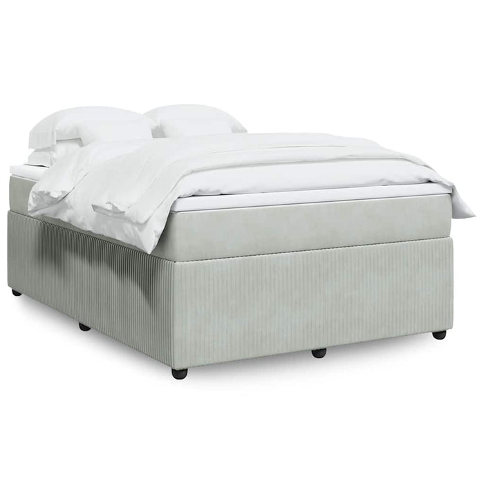 Pat box spring cu saltea, gri deschis, 160x200 cm, catifea - WALTI WALTI