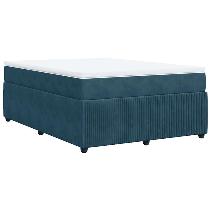 Pat box spring cu saltea, albastru închis, 160x200 cm, catifea - WALTI WALTI