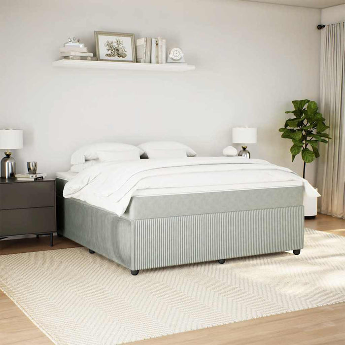 Pat box spring cu saltea, gri deschis, 180x200 cm, catifea - WALTI WALTI
