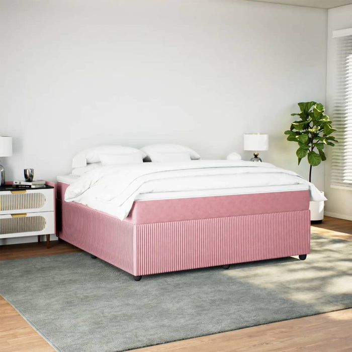 Pat box spring cu saltea, roz, 180x200 cm, catifea - WALTI WALTI