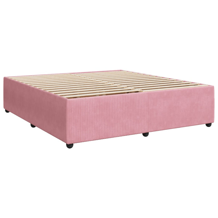 Pat box spring cu saltea, roz, 180x200 cm, catifea - WALTI WALTI