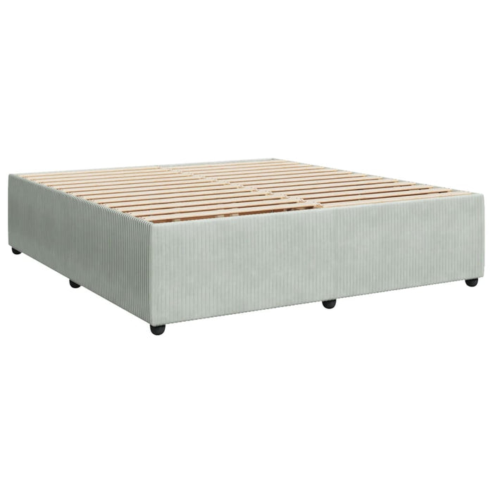 Pat box spring cu saltea, gri deschis, 200x200 cm, catifea - WALTI WALTI