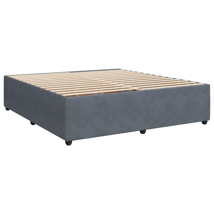 Pat box spring cu saltea, gri închis, 200x200 cm, catifea - WALTI WALTI