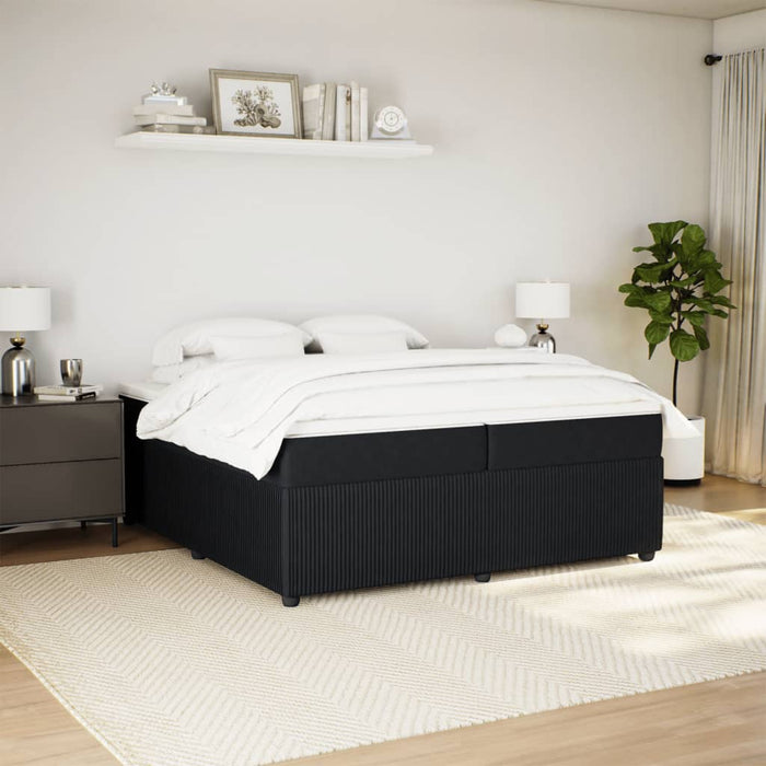 Pat box spring cu saltea, negru, 200x200 cm, catifea - WALTI WALTI