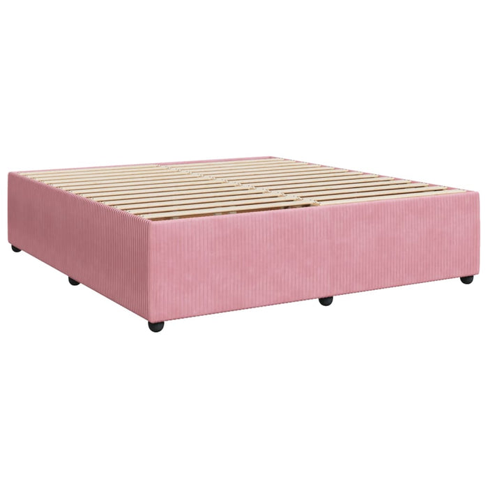 Pat box spring cu saltea, roz, 200x200 cm, catifea - WALTI WALTI