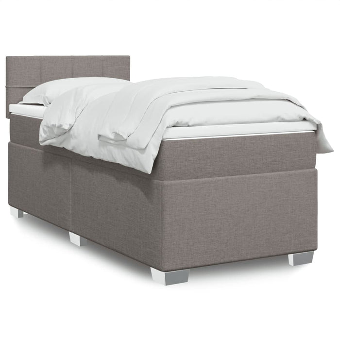 Pat box spring cu saltea, gri taupe, 80x200 cm, textil - WALTI WALTI