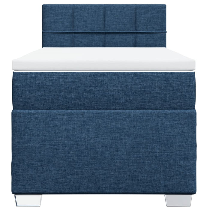 Pat box spring cu saltea, albastru, 80x200 cm, textil - WALTI WALTI